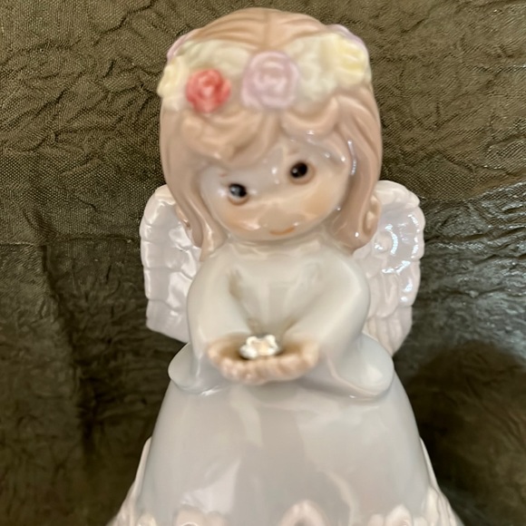 Angel bell, Angel holds April birthstone, 4.25”T, 3”W, porcelain. - Picture 3 of 3